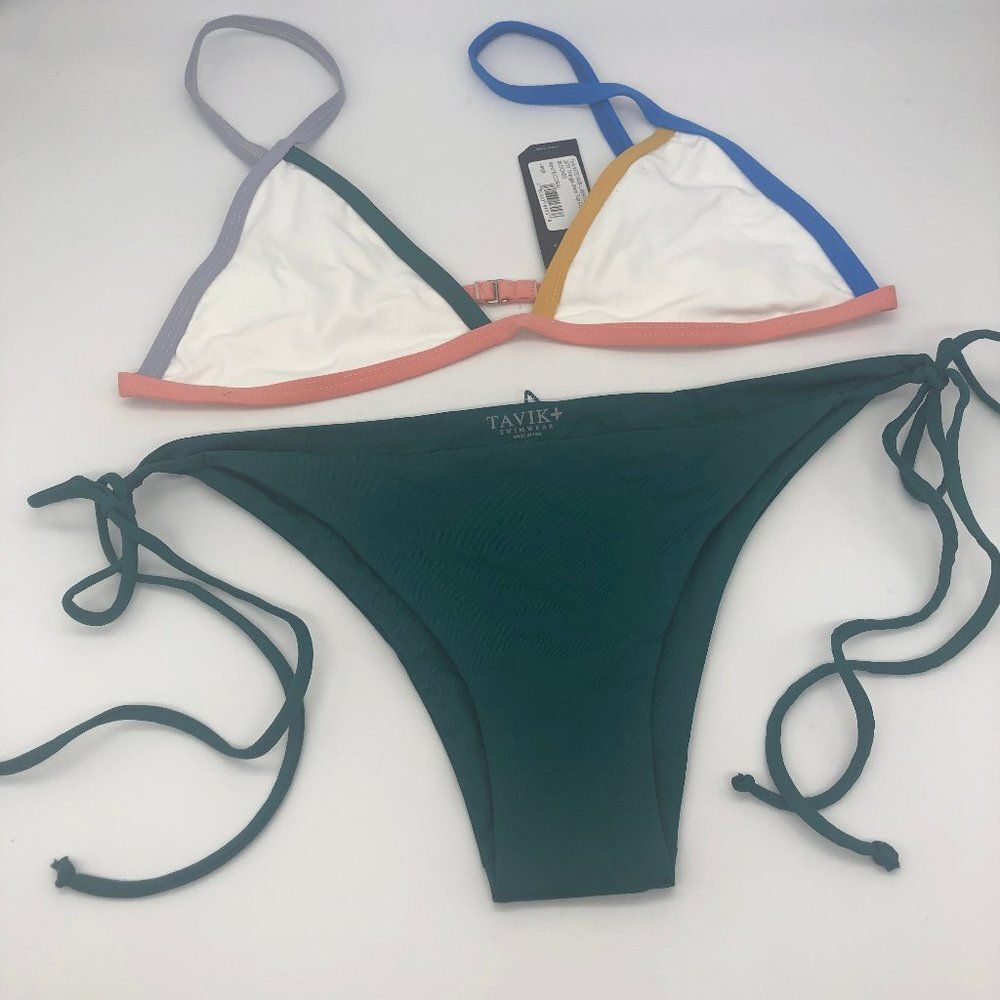 New Tavik Green & White Colorblock Bikini - Size L